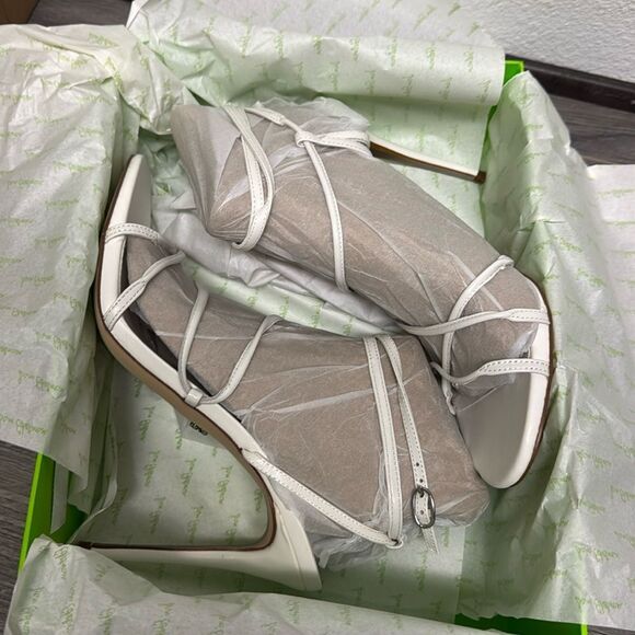 Sam Edelman Sareena White Stiletto Heel Open Toe Ankle Strap Heeled Sandals - Picture 2 of 7